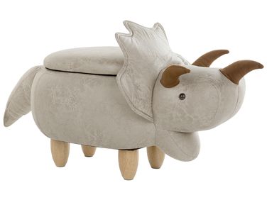 Tabouret de rangement animal TRICERATOPS Tissu Gris clair Dinosaure
