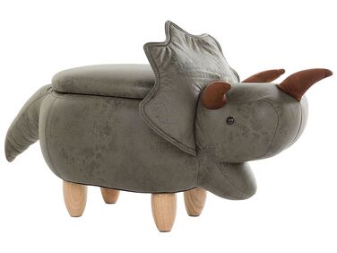 Tabouret de rangement animal TRICERATOPS Tissu Vert foncé Dinosaure