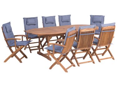 Tuinset 8-zits MAUI met kussens Acaciahout Blauw