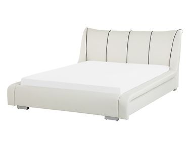 Waterbed Leer NANTES 140 x 200 cm Gebroken wit