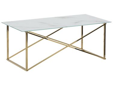 Table basse EMPORIA Verre de sécurité Marbre/doré