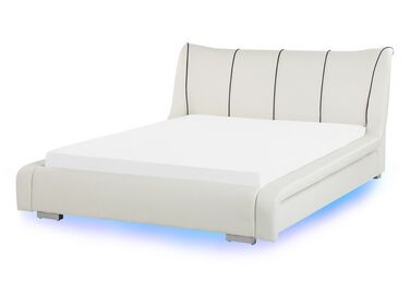 Waterbed met LED-verlichting Leer NANTES 140 x 200 cm Gebroken wit
