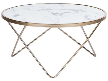 Table basse MERIDIAN Verre de sécurité Marbre/doré