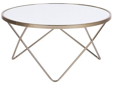 Table basse MERIDIAN Verre de sécurité Blanc/doré
