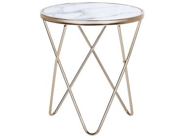 Table d'appoint MERIDIAN Verre de sécurité Marbre/doré