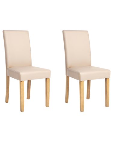 Set of 2 Dining Chairs BROADWAY Faux Leather Beige