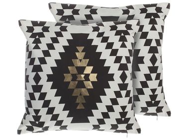 Set van 2 sierkussens COLEUS Katoen 45 x 45 cm Zwart geometrisch patroon