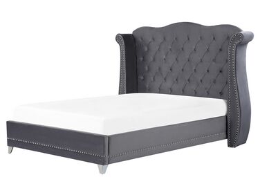 Bed Velvet AYETTE 160 x 200 cm (EU King Size) Grey