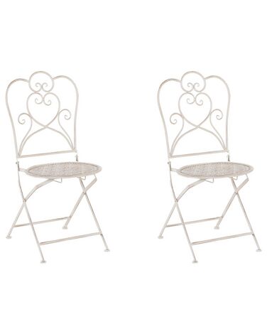 Set of 2 Garden Chairs TRIESTE Folding Metal Light Beige