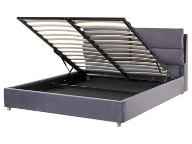 Ottoman Bed Velvet BATILLY 160 x 200 cm (EU King Size) Grey