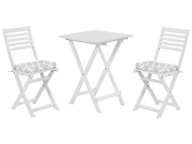 Ensemble bistrot avec coussins Pliant FIJI Acacia Blanc
