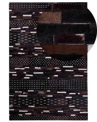 Vloerkleed AKSEKI Donkerbruin 160 x 230 cm Leer