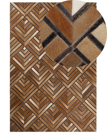 Vloerkleed TEKIR Bruin 140 x 200 cm Leer