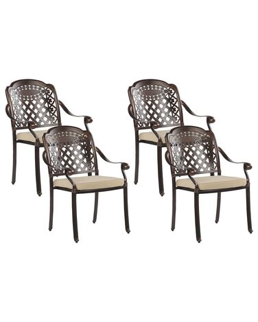 Set van 4 stoelen met zitkussen MANFRIA Metaal Donkerbruin