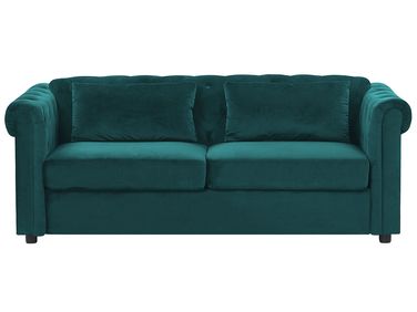 Sofa Bed 3 Seater CHESTERFIELD Velvet Emerald Green