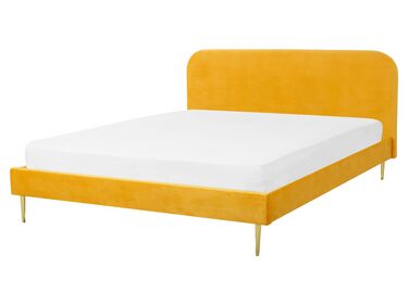 Bed Velvet FLAYAT 160 x 200 cm (EU King Size) Yellow