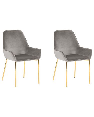 Set of 2 Dining Chairs LOVERNA Velvet Grey