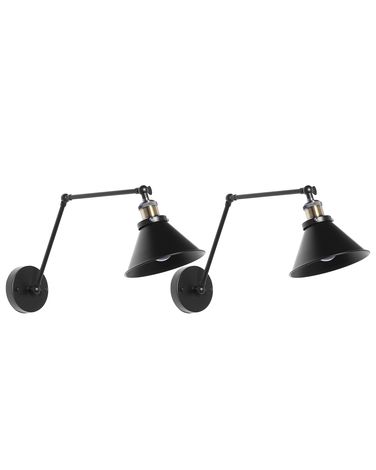Set of 2 Wall Lamps NARVA Adjustable Metal Black