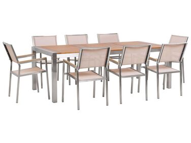 Tuinset 8-zits GROSSETO Eucalyptushout Bruin/beige