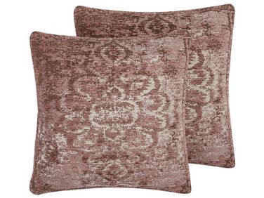 Set van 2 sierkussens VAKAYAR Katoen 45 x 45 cm Roze bloempatroon