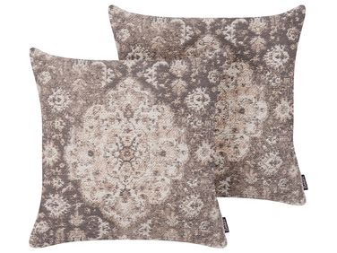 Set van 2 sierkussens MIMISAL Katoen 45 x 45 cm Bruin oosters patroon