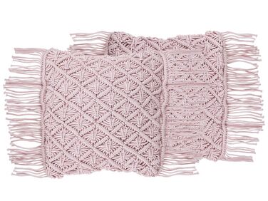 Set van 2 sierkussens YANIKLAR Katoen 40 x 40 cm Roze geometrisch patroon