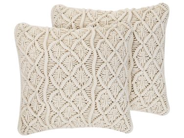 Set van 2 sierkussens GOREME Katoen 45 x 45 cm Lichtbeige geometrisch patroon