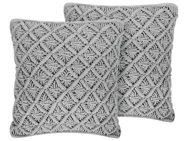 Set van 2 sierkussens KIZKALESI Katoen 45 x 40 cm Grijs geometrisch patroon