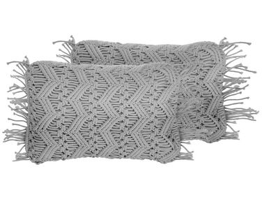 Set van 2 sierkussens KIRIKKALE Katoen 30 x 45 cm Grijs geometrisch patroon