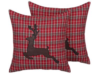 Set van 2 sierkussens COMET 45 x 45 cm Donkerrood kerstmotief