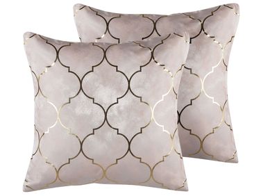 Set van 2 sierkussens ALYSSUM 45 x 45 cm Roze trellis-patroon
