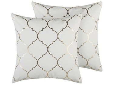 Set van 2 sierkussens ALYSSUM Katoen 45 x 45 cm Wit trellis-patroon