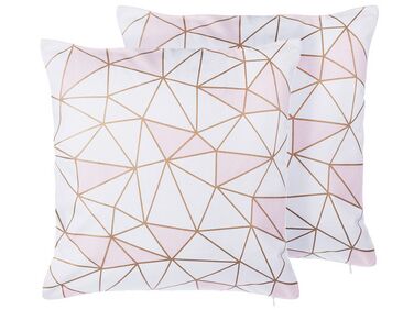 Set van 2 sierkussens CLARKIA Katoen 45 x 45 cm Roze geometrisch patroon