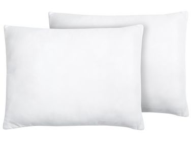 Set of 2 Bed Pillows ERRIGAL Low Microfibre 50 x 60 cm White