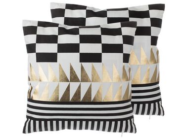 Set van 2 sierkussens DALIA Katoen 45 x 45 cm Zwart geometrisch patroon