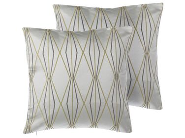 Set van 2 sierkussens FENNEL 45 x 45 cm Wit geometrisch patroon