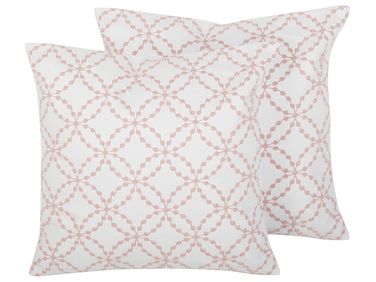 Set van 2 sierkussens VERBENA Katoen 45 x 45 cm Roze geometrisch patroon
