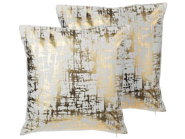 Set van 2 sierkussens GARDENIA Katoen 45 x 45 cm Goud abstract patroon