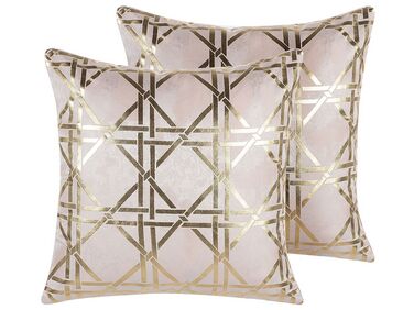 Set van 2 sierkussens CASSIA 45 x 45 cm Roze geometrisch patroon