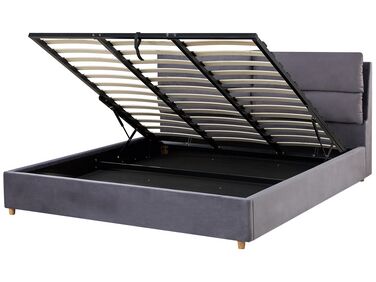 Ottoman Bed Velvet BATILLY 180 x 200 cm (EU Super King) Grey
