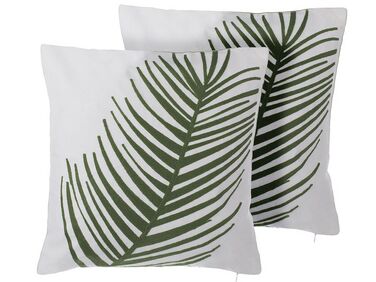 Set van 2 sierkussens AZAMI Katoen 45 x 45 cm Donkergroen bladpatroon