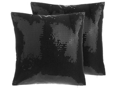 Set van 2 sierkussens ASTER 45 x 45 cm Zwart effen