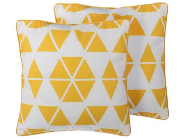Set van 2 sierkussens PANSY 45 x 45 cm Geel geometrisch patroon