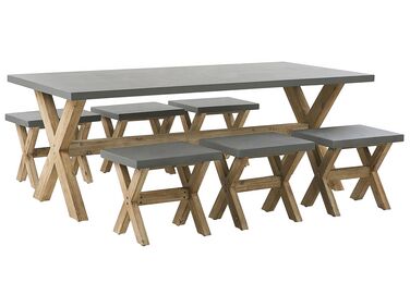 Tuinset met krukken 6-zits OLBIA Beton Grijs