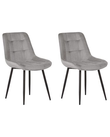Set of 2 Dining Chairs MELROSE Velvet Light Grey