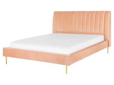 Bed Velvet MARVILLE 160 x 200 cm (EU King Size) Peach Pink