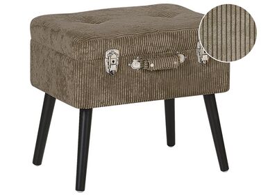Tabouret de rangement MALLARD Velours côtelé Marron clair