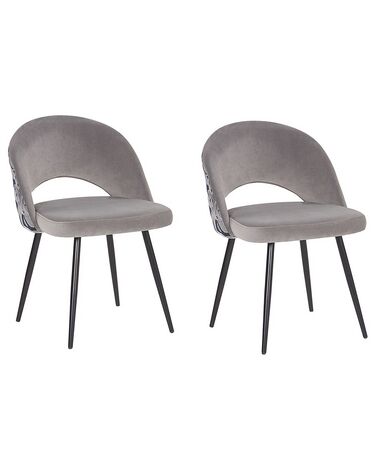 Set of 2 Dining Chairs VIVIAN Velvet Grey