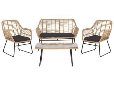 Loungeset met tafel 4-zits MINORI PE rotan Beige