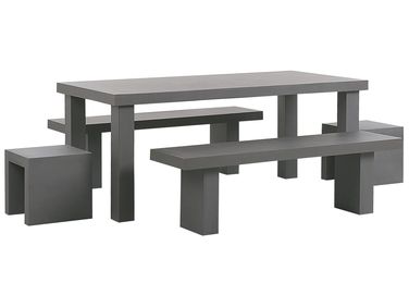 Tuinset met banken en krukken 6-zits TARANTO Beton Grijs